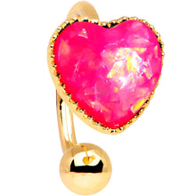 Load image into Gallery viewer, Pink Faux Opal Gold Tone Anodized Sacred Heart Non Pierced Ear Cuff