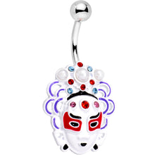 Load image into Gallery viewer, Aqua and Red Gem Performing Artisan Mask Belly Ring
