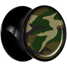 Load image into Gallery viewer, Black Acrylic Woodland Camo Print Saddle Plug Set 1/2
