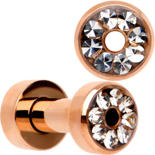 Load image into Gallery viewer, Clear CZ Gem Rose Gold PVD Bling Screw Fit Tunnel Plug Set 3mm to 16mm
