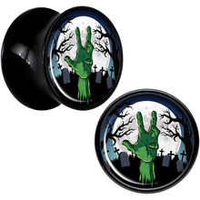 Load image into Gallery viewer, Cemetery Zombie Hand Halloween Black Acrylic Plug Set Available Sizes 0G to 20mm