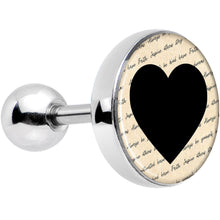 Load image into Gallery viewer, Love Letter Black Heart Tragus Cartilage Earring