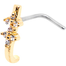 Load image into Gallery viewer, 20G Clear CZ Gold Tone Bling Faux Hoop L Shaped Nose Ring