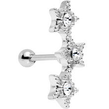 Load image into Gallery viewer, 18G 1/4 Clear Gem Star Trio Cartilage Tragus Earring