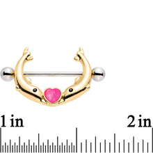 Load image into Gallery viewer, 3/4 Pink Faux Opal Diving to You Dolphin Duet Nipple Shield Set