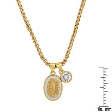 Load image into Gallery viewer, Ladies 18k Gold Plated Brass Our Lady of Guadalupe and Simulated Diamond Pendant Charms