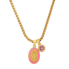 Load image into Gallery viewer, Ladies 18k Gold Plated Brass Our Lady of Guadalupe and Simulated Diamond Pendant Charms
