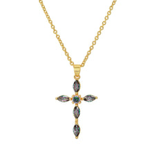 Load image into Gallery viewer, Ladies 18k Gold/White Gold Plated Brass Simulated Cross Pendant