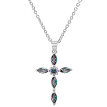Load image into Gallery viewer, Ladies 18k Gold/White Gold Plated Brass Simulated Cross Pendant