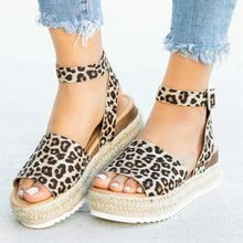 Load image into Gallery viewer, Ladies Elegant Leopard Shoes For Women High Heels Sandals Summer Flip Flop Platform Sandals High Platform Sandals Thick Bottom Belt Buckle Shoes Adjustable Strap Sandals