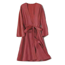 Load image into Gallery viewer, Ladies Fashion Red Soft Short Sleepwear For Women Trendy Women's Comfortable V Neck Bathrobe Bridesmaid Bride Party Robes