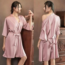 Load image into Gallery viewer, Ladies Fashion Red Soft Short Sleepwear For Women Trendy Women's Comfortable V Neck Bathrobe Bridesmaid Bride Party Robes