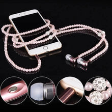 Load image into Gallery viewer, Ladies Luxury Pearl Necklace Pink Earphones With Mic Excellent Sound Quality Stereo Earphones For Everyday Use