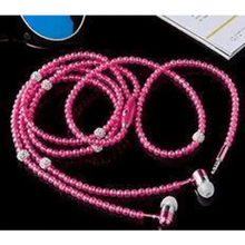 Load image into Gallery viewer, Ladies Luxury Pearl Necklace Pink Earphones With Mic Excellent Sound Quality Stereo Earphones For Everyday Use