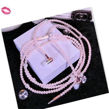 Load image into Gallery viewer, Ladies Luxury Pearl Necklace Pink Earphones With Mic Excellent Sound Quality Stereo Earphones For Everyday Use