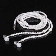 Load image into Gallery viewer, Ladies Luxury Pearl Necklace Pink Earphones With Mic Excellent Sound Quality Stereo Earphones For Everyday Use