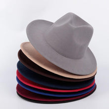 Load image into Gallery viewer, Ladies Men's Cotton Fedora Hat Luxury Fedora Hats Wide Brim Fedora Hats Gentleman Elegant Ladies Winter Autumn Wide Brim Hat UV Protection Hat Party Hats
