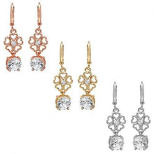 Load image into Gallery viewer, Ladies Simulated Diamond Flower Drop Earrings