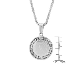 Load image into Gallery viewer, Ladies Stainless Steel Serenity Prayer Round Pendant with Simulated Diamonds