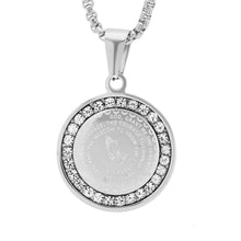 Load image into Gallery viewer, Ladies Stainless Steel Serenity Prayer Round Pendant with Simulated Diamonds