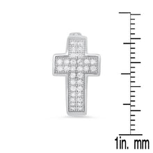Load image into Gallery viewer, Ladies Sterling Silver and Simulated Diamonds Cross Huggie Earrings