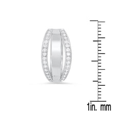 Load image into Gallery viewer, Ladies Sterling Silver And Simulated Diamonds Layered Huggies Earrings