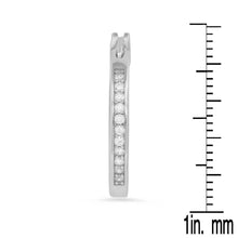 Load image into Gallery viewer, Ladies Sterling Silver and Simulated Diamonds Round Hoops Earrings