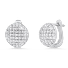 Load image into Gallery viewer, Ladies Sterling Silver and Simulated Diamonds Round Huggie Earrings