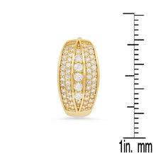 Load image into Gallery viewer, Ladies Sterling Silver And Simulated Diamonds Round Huggies Earrings