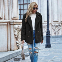 Load image into Gallery viewer, Lapel Collar Double Button Teddy Coat