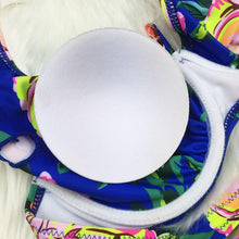 Load image into Gallery viewer, Large Size Swimsuit Women High Waist Bikini Swimwear Women High Waisted Bikini Set Two Piece Swimsuits Tummy Control Bathing Suits With Shorts Push Up Swim Wear Female Bandage Bikini Set Bathing Suit Women