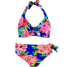Load image into Gallery viewer, Large Size Swimsuit Women High Waist Bikini Swimwear Women High Waisted Bikini Set Two Piece Swimsuits Tummy Control Bathing Suits With Shorts Push Up Swim Wear Female Bandage Bikini Set Bathing Suit Women