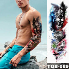 Load image into Gallery viewer, Large Tattoo Sleeve Arm Waterproof Temporary Sticker Tiger Fox For Arm Luxury Colorful Design