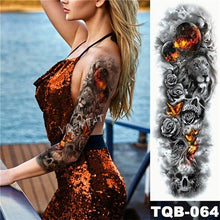 Load image into Gallery viewer, Large Tattoo Sleeve Arm Waterproof Temporary Sticker Tiger Fox For Arm Luxury Colorful Design