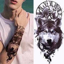 Load image into Gallery viewer, Large Wolf Tiger Black Tattoo Sticker Evil Death Temporary Tattoo Waterproof Big Tattoo Stickers For Mens Womens
