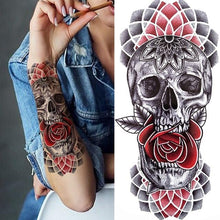 Load image into Gallery viewer, Large Wolf Tiger Black Tattoo Sticker Evil Death Temporary Tattoo Waterproof Big Tattoo Stickers For Mens Womens