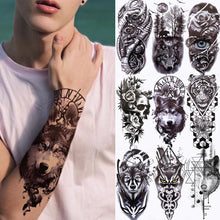 Load image into Gallery viewer, Large Wolf Tiger Black Tattoo Sticker Evil Death Temporary Tattoo Waterproof Big Tattoo Stickers For Mens Womens