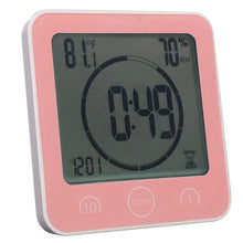 Load image into Gallery viewer, LCD Screen Waterproof Digital Bathroom Digital Bathroom Shower Kitchen Clock Timer with Alarm Waterproof for Water Splashes Visual Countdown Timer Time Management Wall Clock Temperature Humidity Countdown Time Function Wash Shower Hanging Clocks Timer