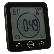 Load image into Gallery viewer, LCD Screen Waterproof Digital Bathroom Digital Bathroom Shower Kitchen Clock Timer with Alarm Waterproof for Water Splashes Visual Countdown Timer Time Management Wall Clock Temperature Humidity Countdown Time Function Wash Shower Hanging Clocks Timer