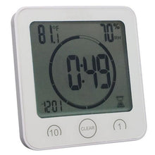 Load image into Gallery viewer, LCD Screen Waterproof Digital Bathroom Digital Bathroom Shower Kitchen Clock Timer with Alarm Waterproof for Water Splashes Visual Countdown Timer Time Management Wall Clock Temperature Humidity Countdown Time Function Wash Shower Hanging Clocks Timer