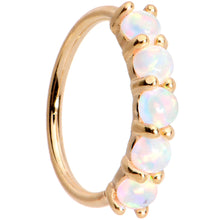 Load image into Gallery viewer, 20G White Synthetic Opal 14k Yellow Gold Seamless Circular Ring