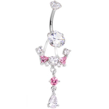 Load image into Gallery viewer, Clear Pink CZ Gem Alluring Elegance Dangle Belly Ring