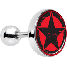 Load image into Gallery viewer, 16G 1/4 Black Red Distressed Star Tragus Cartilage Earring