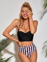 Load image into Gallery viewer, Leaf Floral Bikini Set Women Backless High-Waist Two Pieces Swimwear Beach Bathing Suits Swimsuits Women's Ruffle Bandage Bikini High Waist Bottoms Two Piece Swimsuits