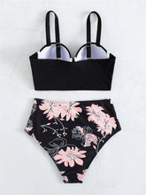 Load image into Gallery viewer, Leaf Floral Bikini Set Women Backless High-Waist Two Pieces Swimwear Beach Bathing Suits Swimsuits Women's Ruffle Bandage Bikini High Waist Bottoms Two Piece Swimsuits