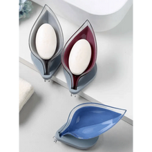 Load image into Gallery viewer, Leaf Shape Soap Box Bathroom soap holder Dish Storage Plate Tray Bathroom Soap Holder Case Bathroom Supplies bathroom gadgets Drainage Soap Holder-Leaf Soap Storage Box-Vertical Manual Soap Holder-Suction Cup Drain Soap Box for Shower Bathroom Kitchen