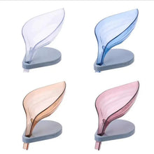 Load image into Gallery viewer, Leaf Shape Soap Box Bathroom soap holder Dish Storage Plate Tray Bathroom Soap Holder Case Bathroom Supplies bathroom gadgets Drainage Soap Holder-Leaf Soap Storage Box-Vertical Manual Soap Holder-Suction Cup Drain Soap Box for Shower Bathroom Kitchen