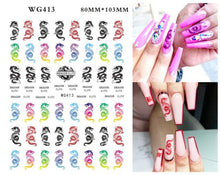 Load image into Gallery viewer, Leaf With Lines Nails Sticker Designer Fruit Nail Art 3D Decals Acrylic Designs Self Adhesive Manicure Slider Stickers Glitter Decals Love Nail Sequins Laser Heart Nail Supplies Sparkle Nail Accessories Star Accessories Heart Nail Art