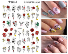Load image into Gallery viewer, Leaf With Lines Nails Sticker Designer Fruit Nail Art 3D Decals Acrylic Designs Self Adhesive Manicure Slider Stickers Glitter Decals Love Nail Sequins Laser Heart Nail Supplies Sparkle Nail Accessories Star Accessories Heart Nail Art