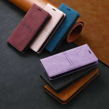 Load image into Gallery viewer, Leather Case Folding Flip Case with Kickstand Credit Card Slot Magnetic Closure Protective Case for iPhone Leather Case For iPhone 14 13 12 11 Pro Mini Flip Case Cover